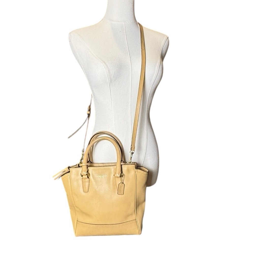 EUC Coach 2way Legacy Mini Tote Crossbody Beige Tan Leather Bag - Picture 16 of 16
